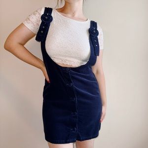 Navy Corduroy Overall Skirt